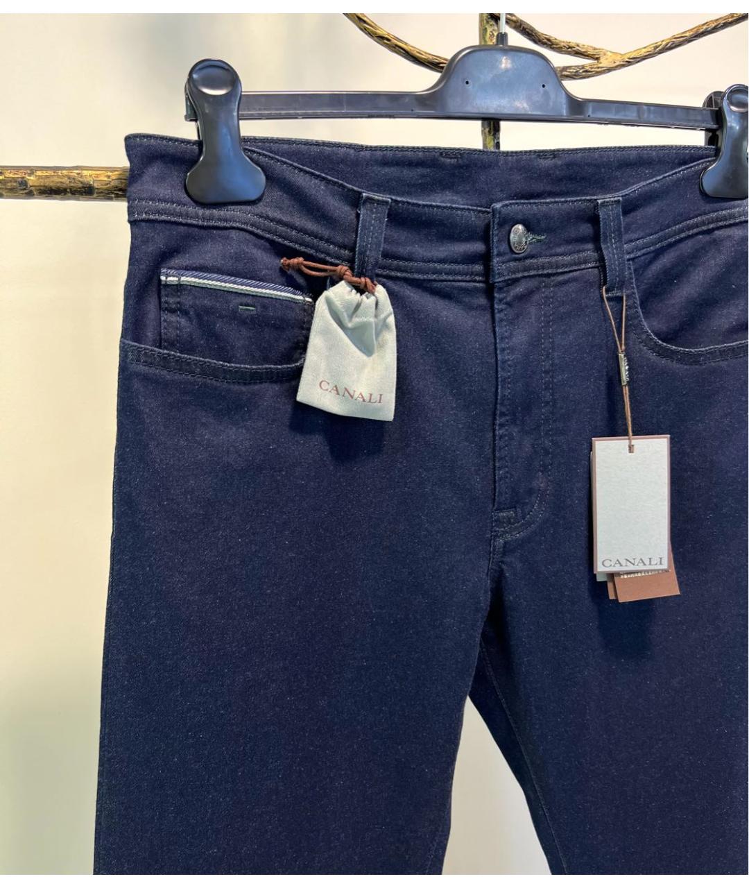CANALI Темно-синие хлопковые прямые джинсы, фото 3