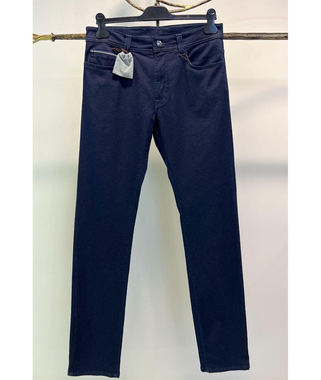 CANALI Темно-синие хлопковые прямые джинсы, фото 8