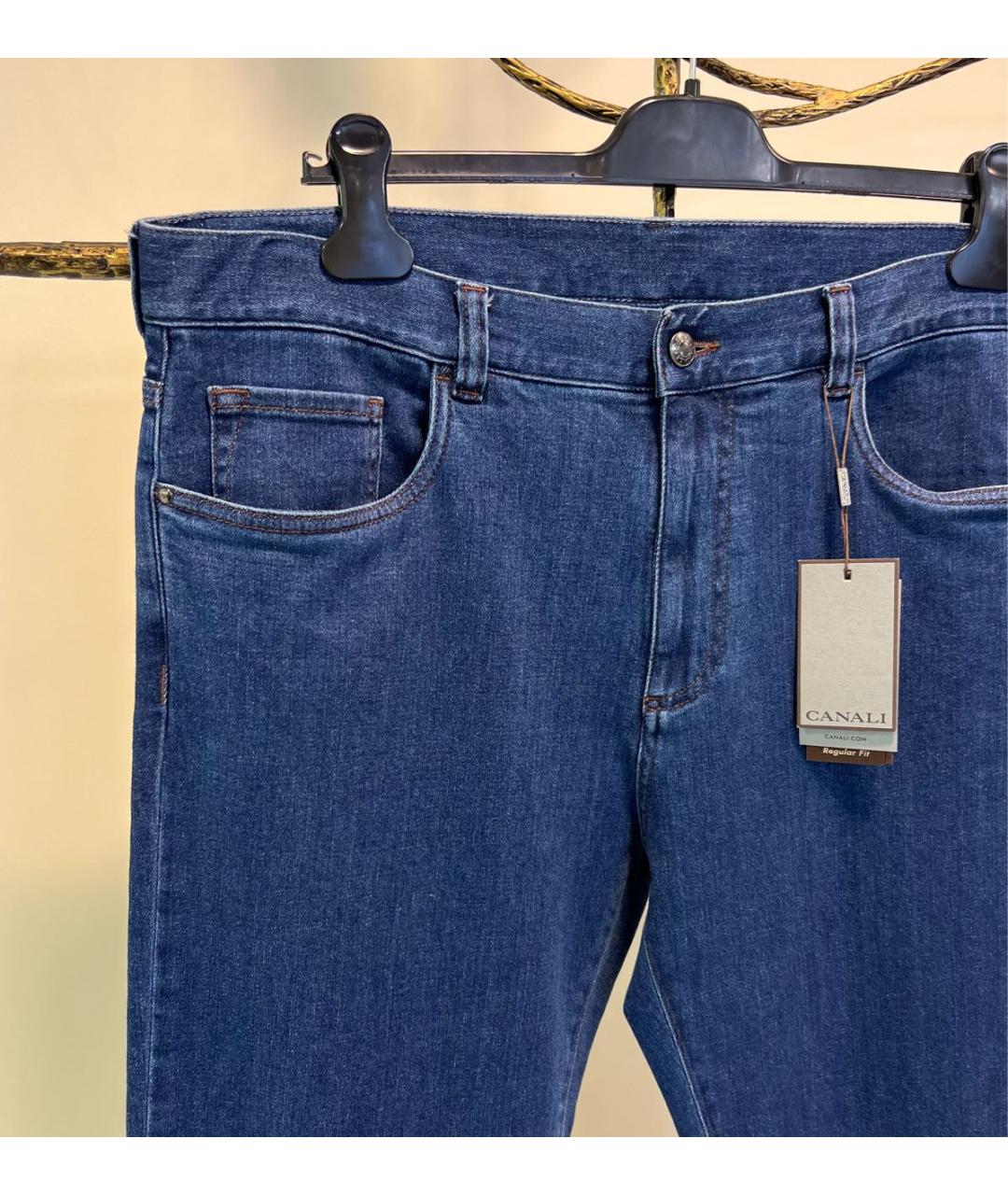 CANALI Синие хлопковые прямые джинсы, фото 3