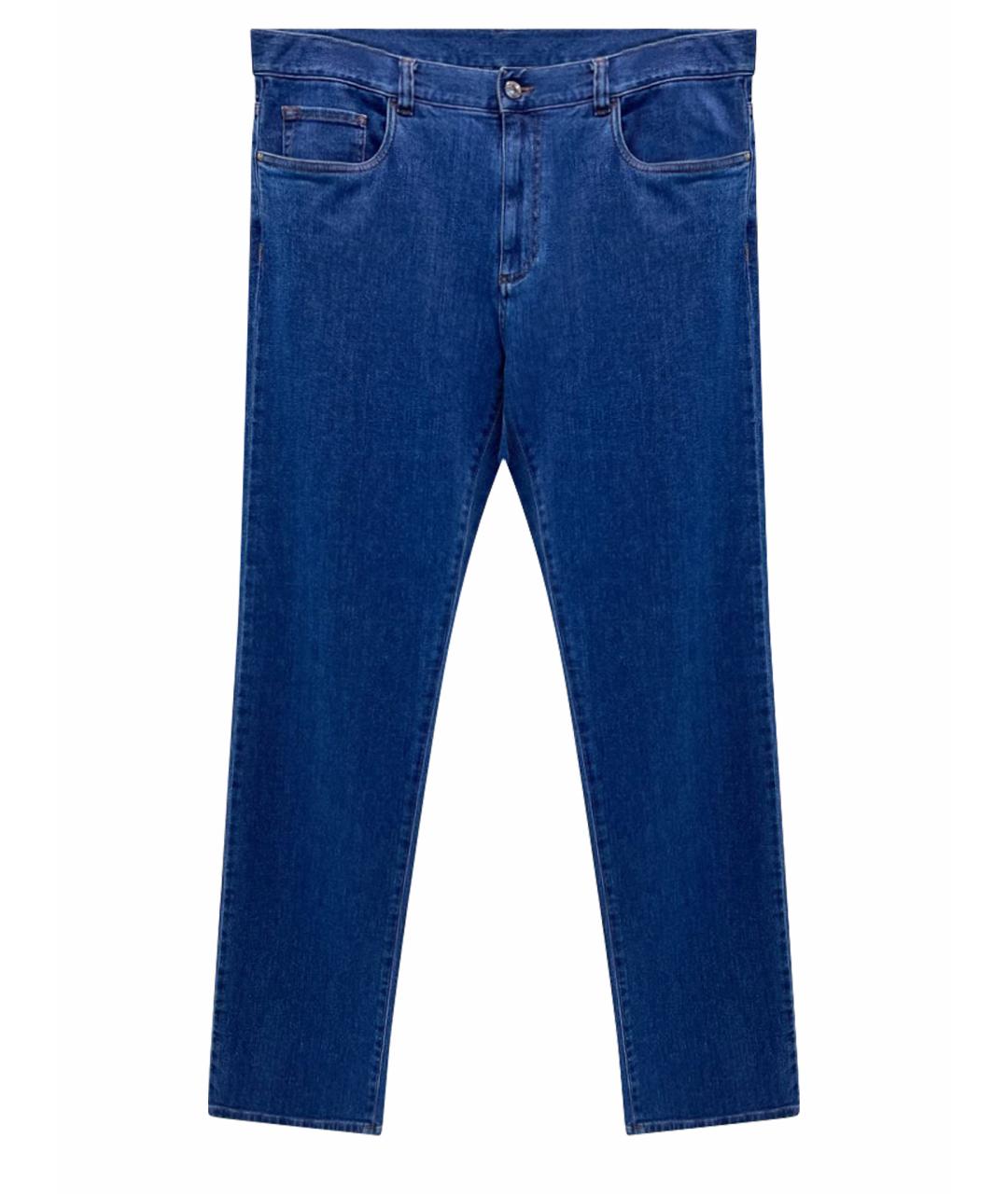 CANALI Синие хлопковые прямые джинсы, фото 1