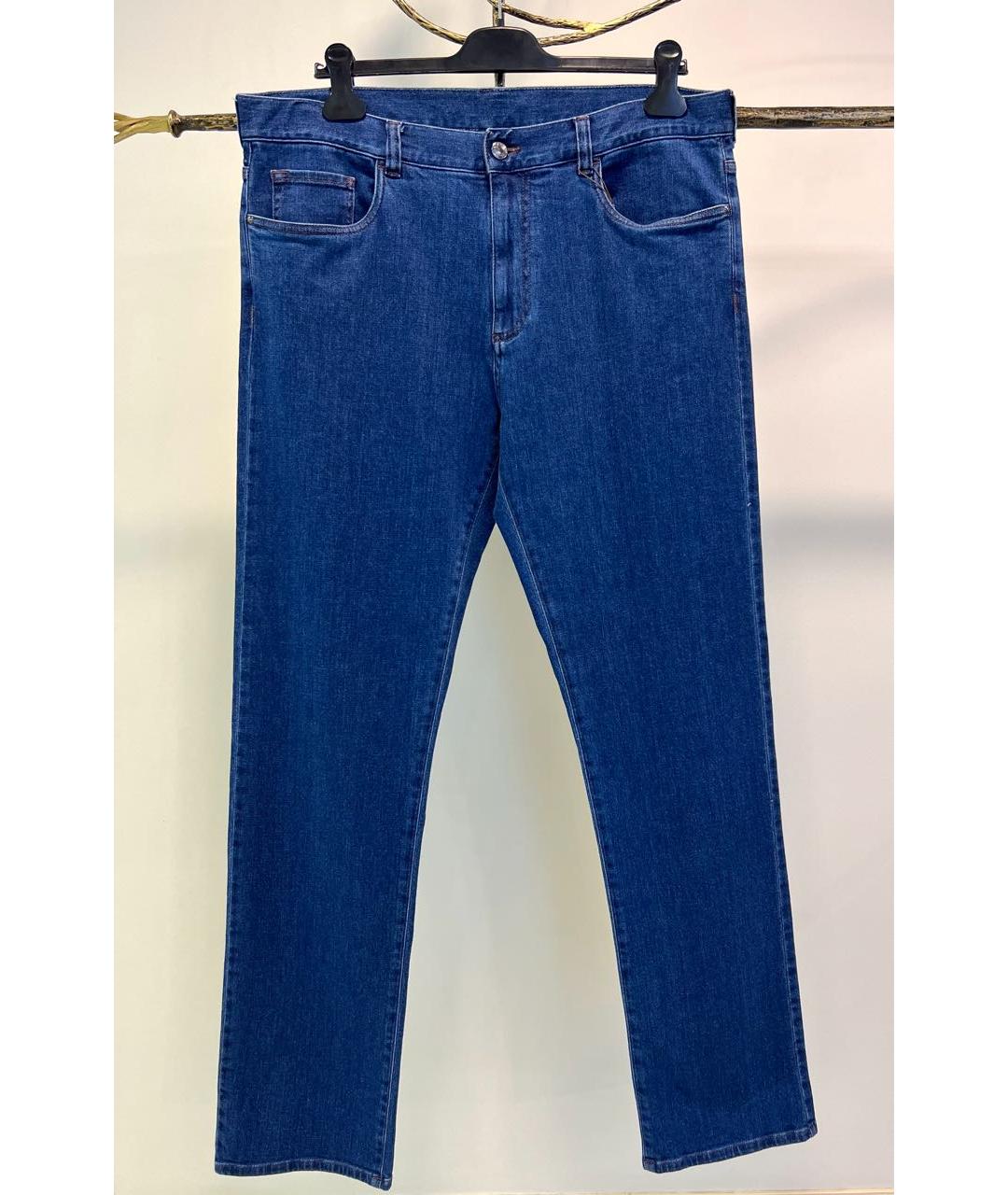 CANALI Синие хлопковые прямые джинсы, фото 8