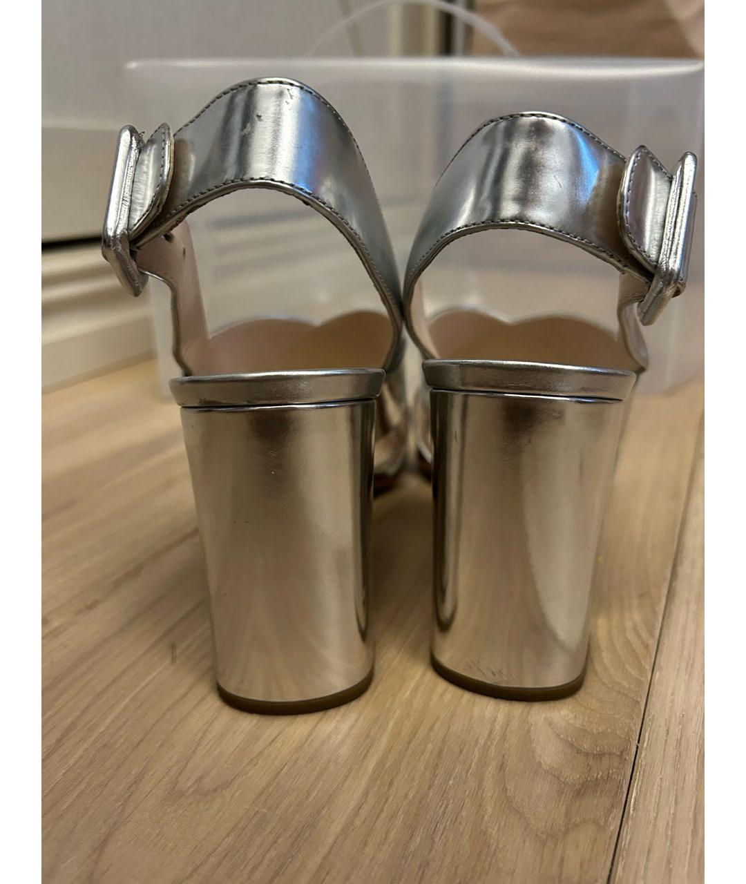 PRADA Серебряные кожаные босоножки, фото 3