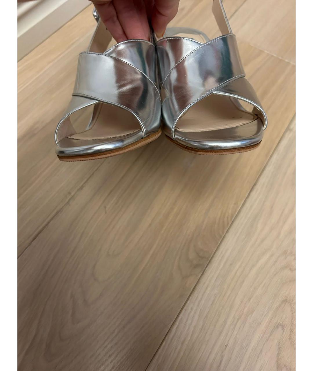 PRADA Серебряные кожаные босоножки, фото 5