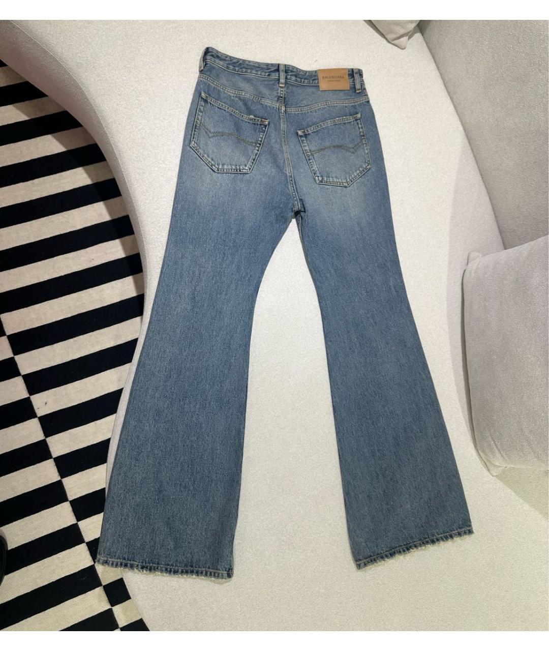 BALENCIAGA Темно-синие хлопковые джинсы клеш, фото 2