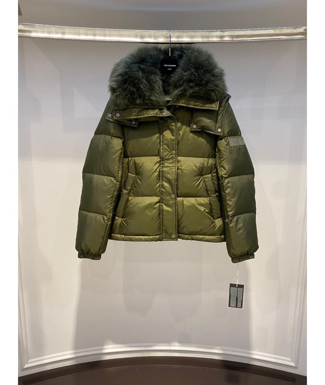 YVES SALOMON Зеленая полиэстеровая куртка, фото 3