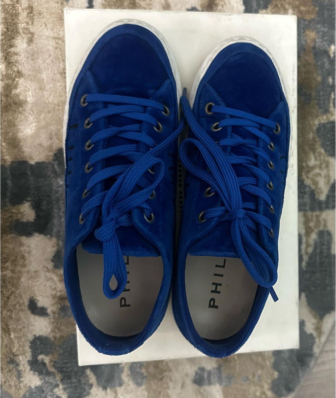 PHILOSOPHY DI LORENZO SERAFINI Синие бархатные кеды, фото 3