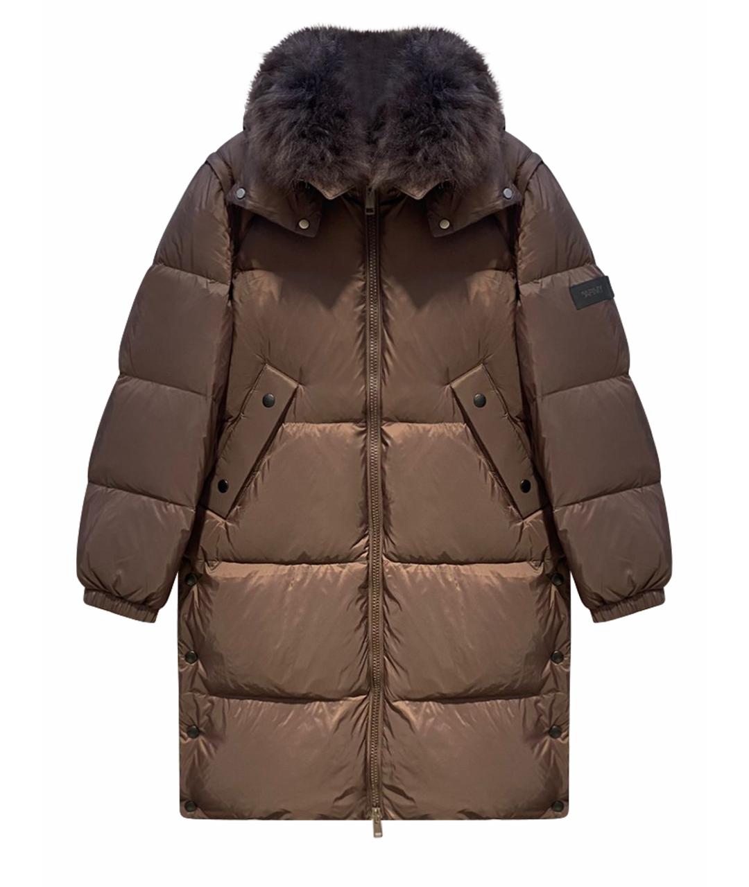 YVES SALOMON Коричневый полиамидовый пуховик, фото 1