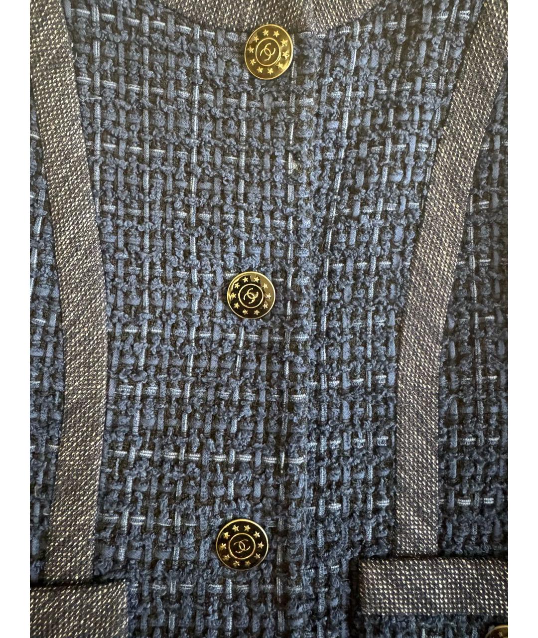 CHANEL Синий хлопковый жакет/пиджак, фото 4