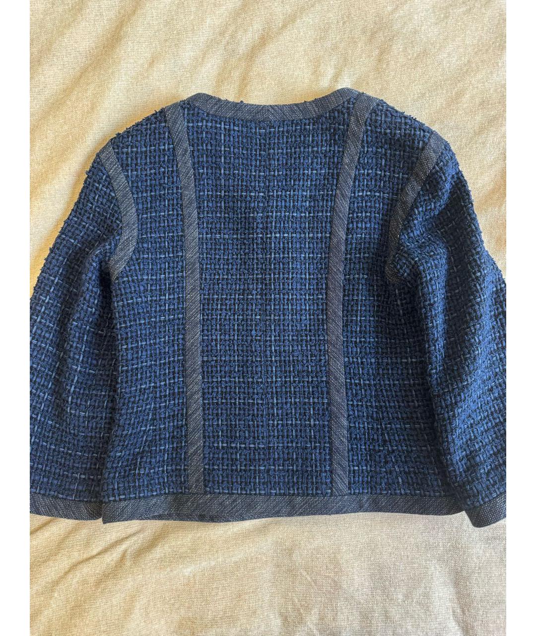 CHANEL Синий хлопковый жакет/пиджак, фото 2