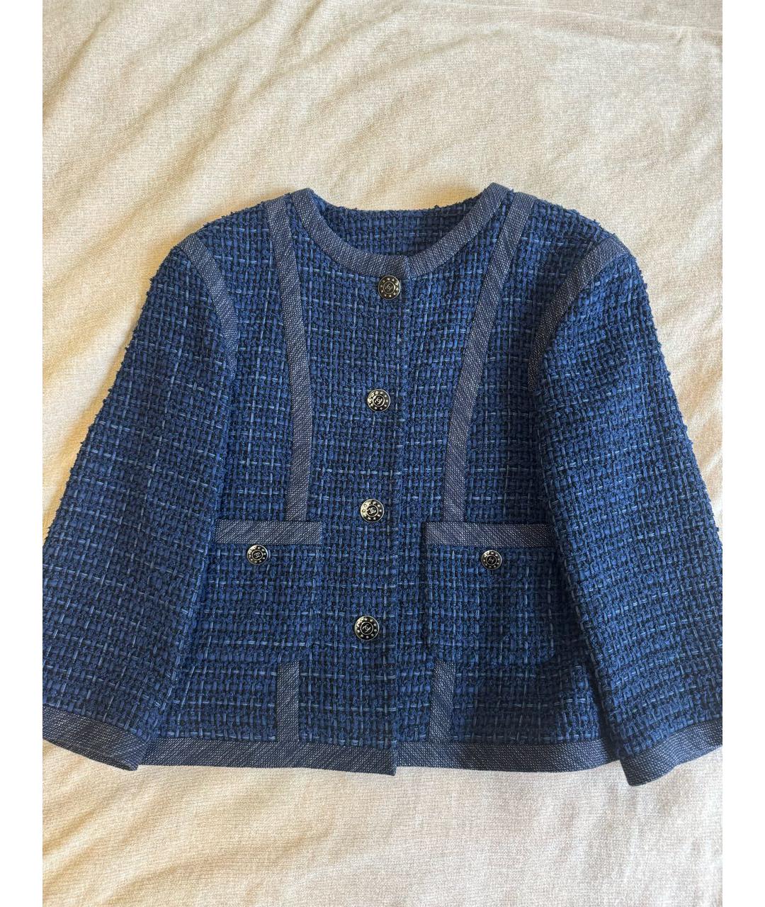 CHANEL Синий хлопковый жакет/пиджак, фото 7