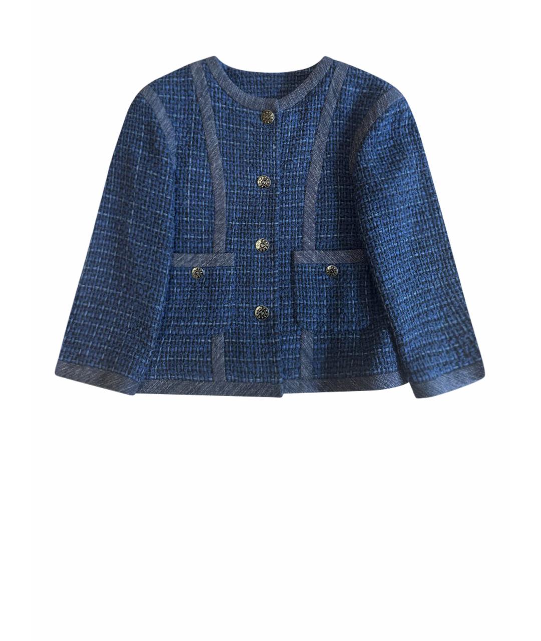 CHANEL Синий хлопковый жакет/пиджак, фото 1