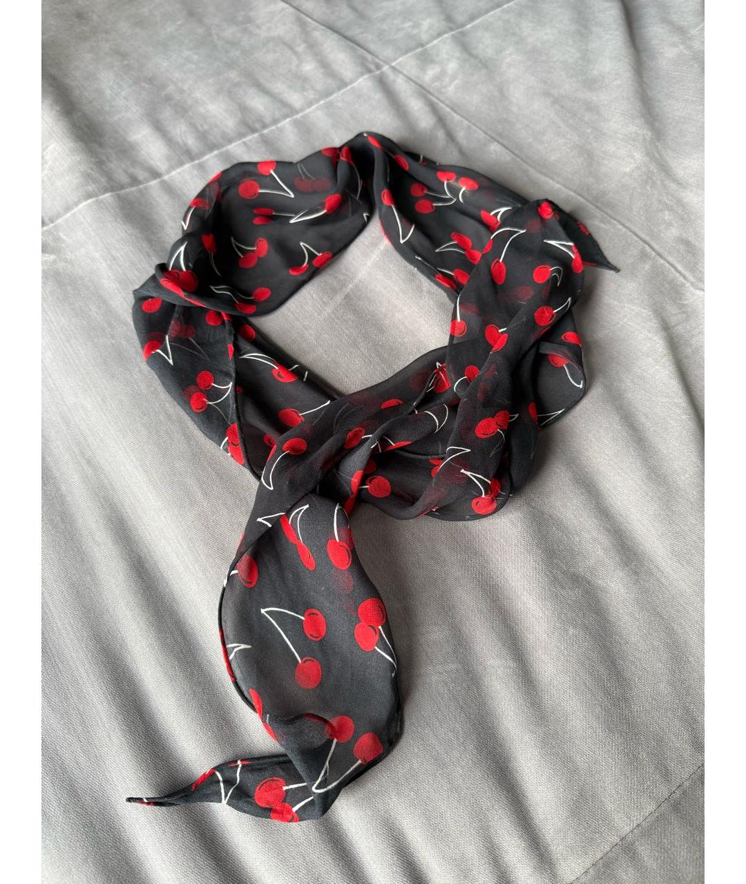 SAINT LAURENT Черный шелковый платок, фото 9