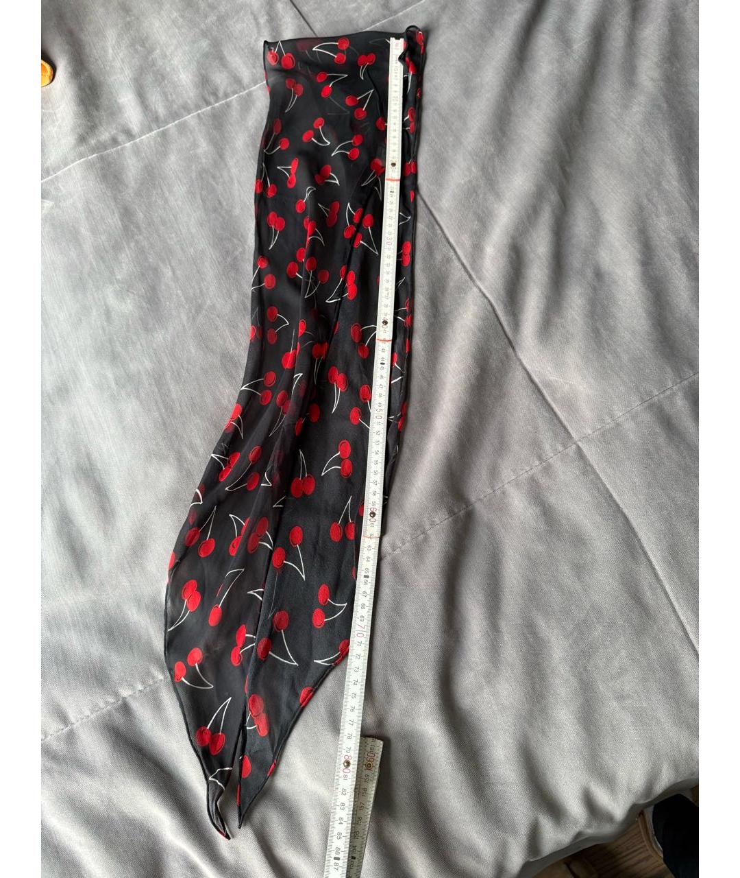 SAINT LAURENT Черный шелковый платок, фото 7