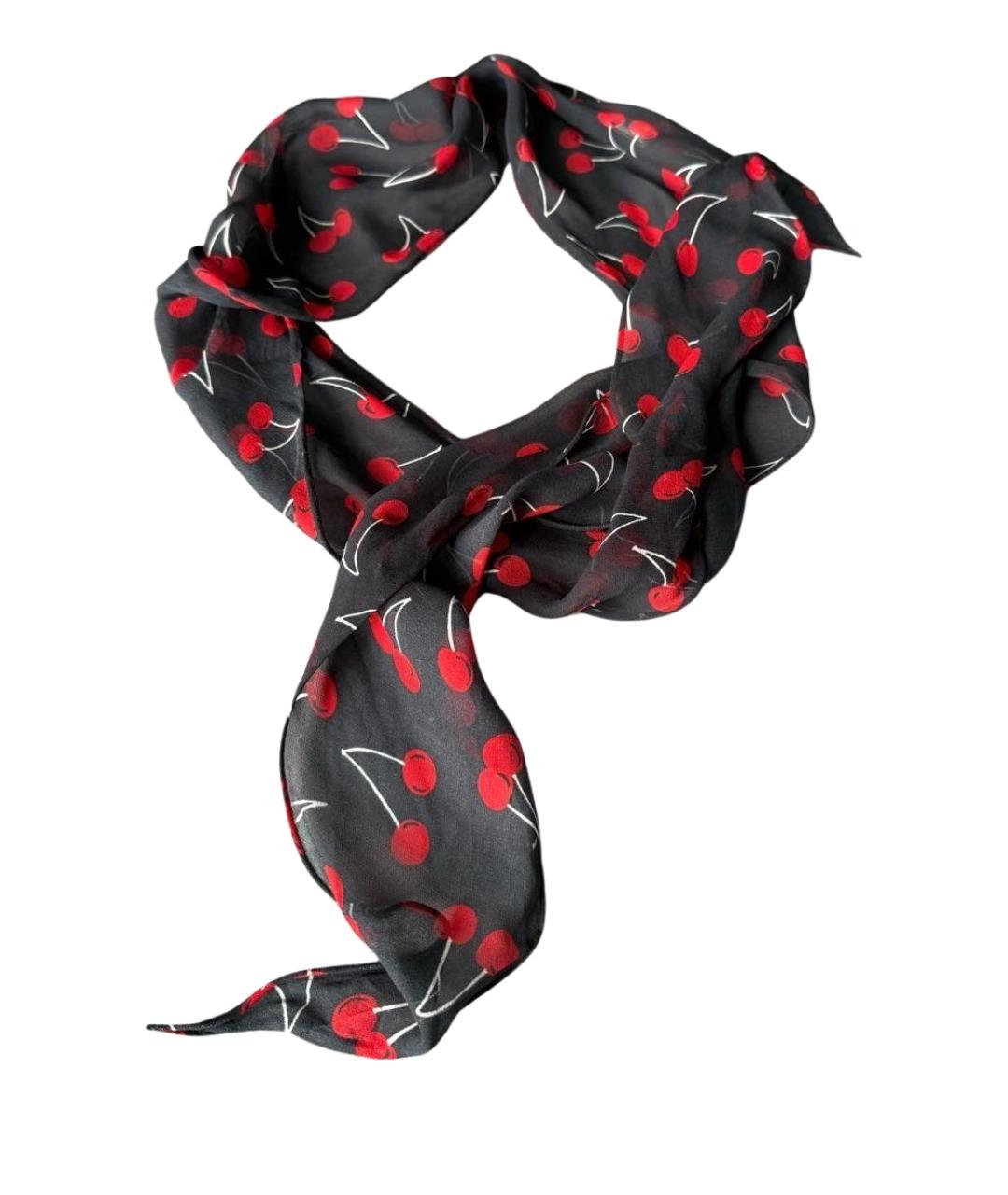 SAINT LAURENT Черный шелковый платок, фото 1