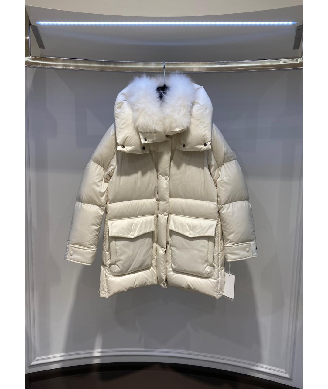 YVES SALOMON Бежевый полиэстеровый пуховик, фото 3