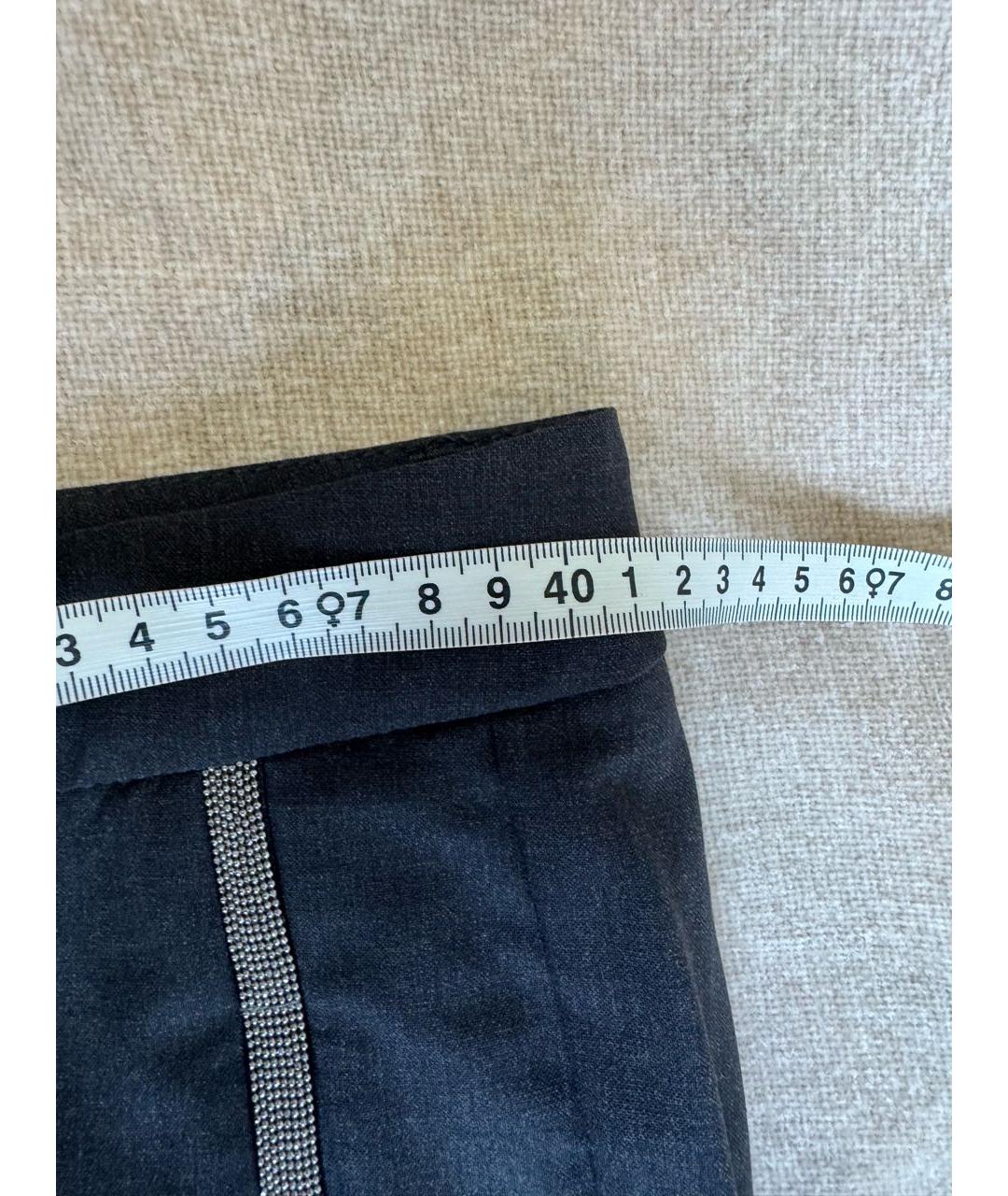 BRUNELLO CUCINELLI Серые шерстяные брюки узкие, фото 6