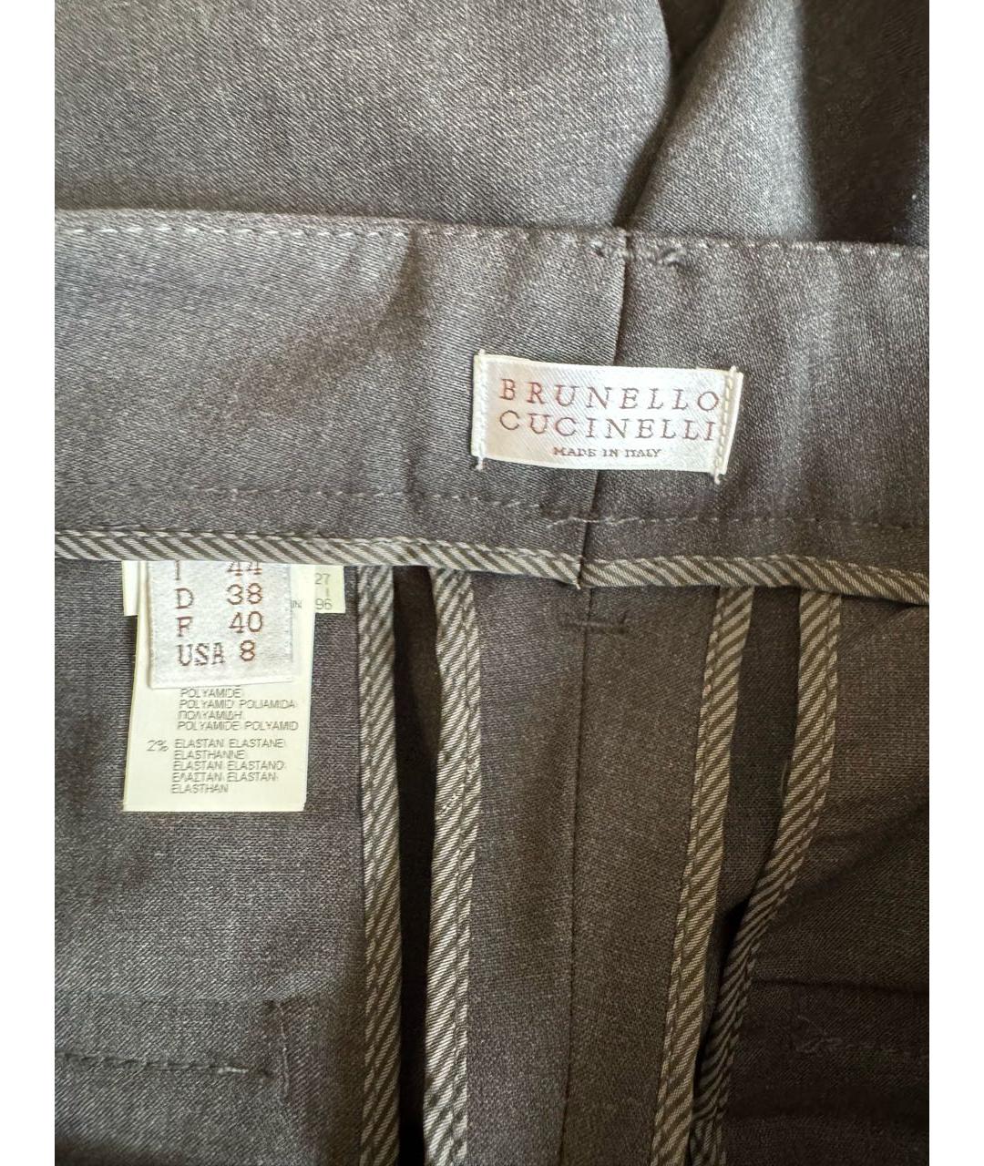 BRUNELLO CUCINELLI Серые шерстяные брюки узкие, фото 3