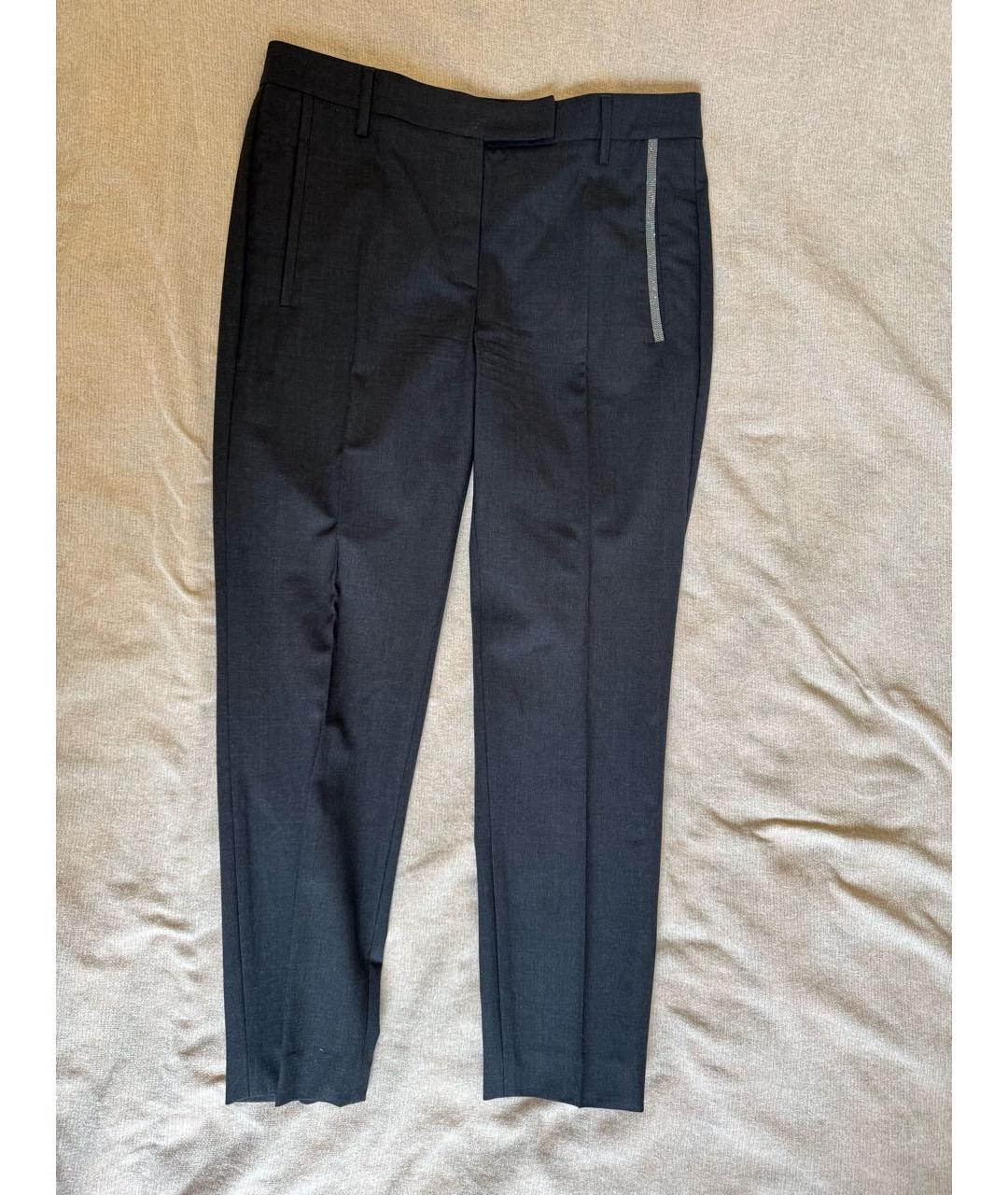 BRUNELLO CUCINELLI Серые шерстяные брюки узкие, фото 9