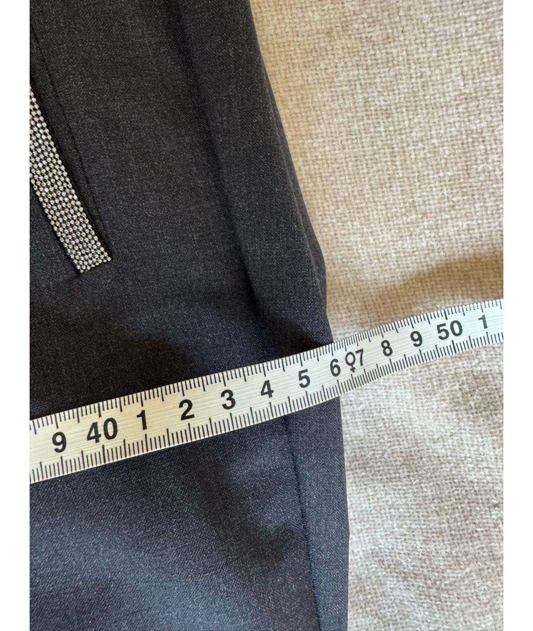 BRUNELLO CUCINELLI Серые шерстяные брюки узкие, фото 7