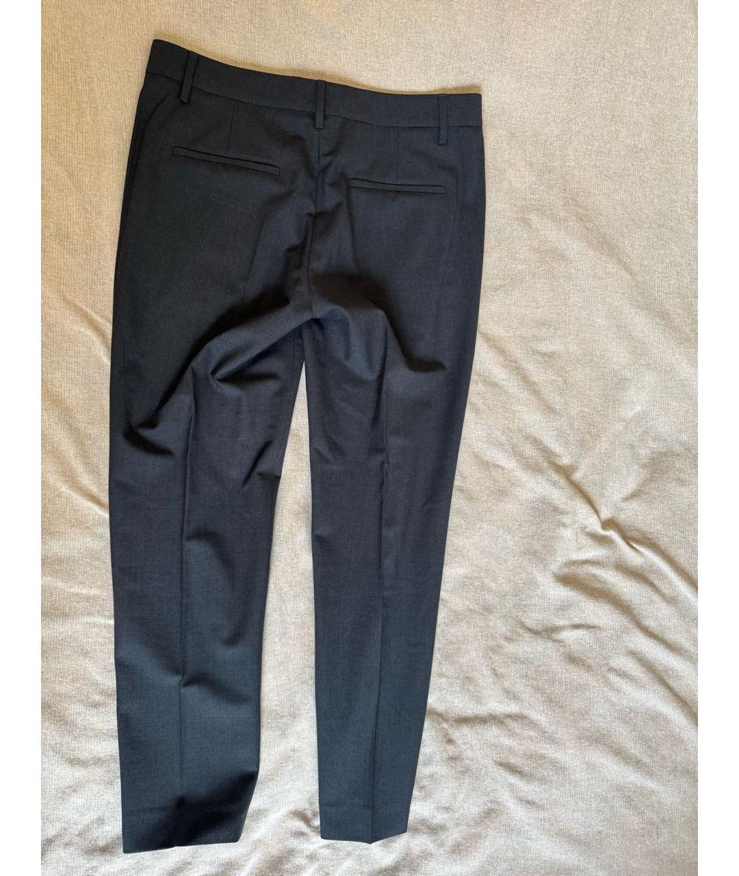 BRUNELLO CUCINELLI Серые шерстяные брюки узкие, фото 2