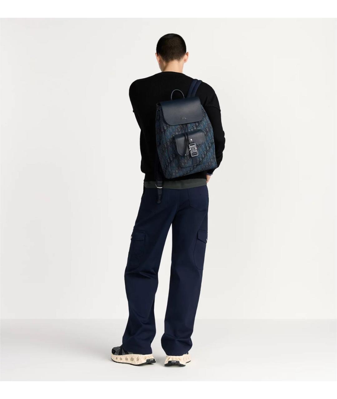 CHRISTIAN DIOR Темно-синий тканевый рюкзак, фото 2