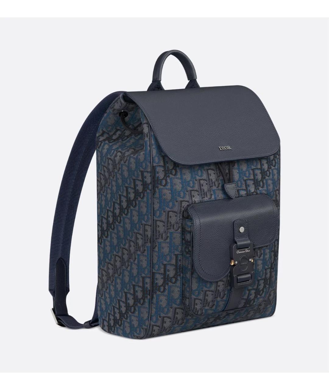 CHRISTIAN DIOR Темно-синий тканевый рюкзак, фото 4