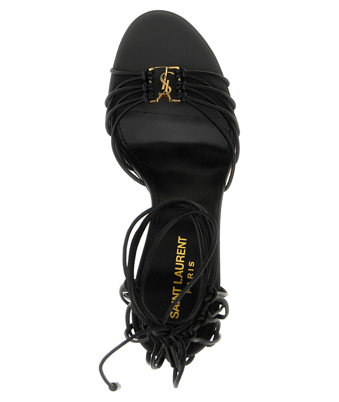SAINT LAURENT Черные кожаные сандалии, фото 4