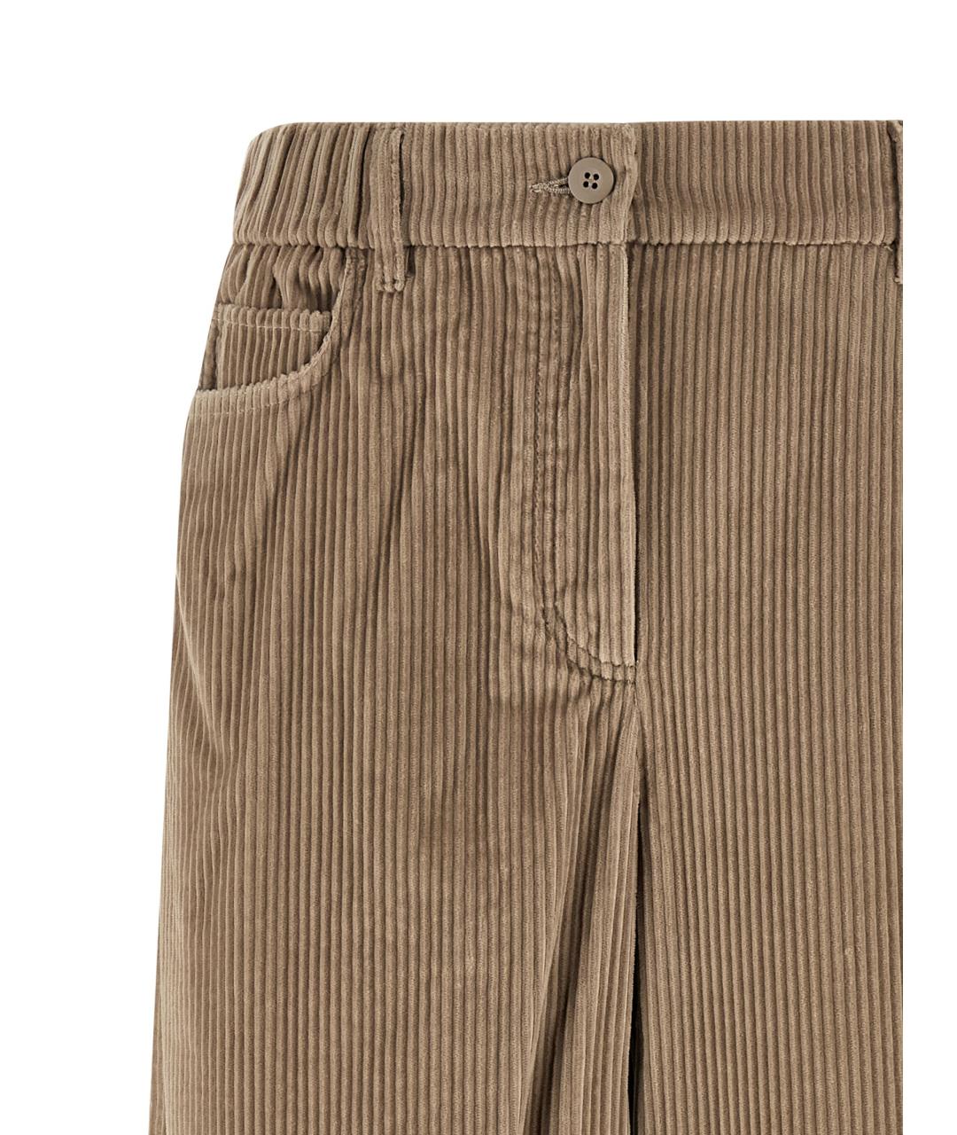 WEEKEND MAX MARA Бежевые хлопковые прямые брюки, фото 3