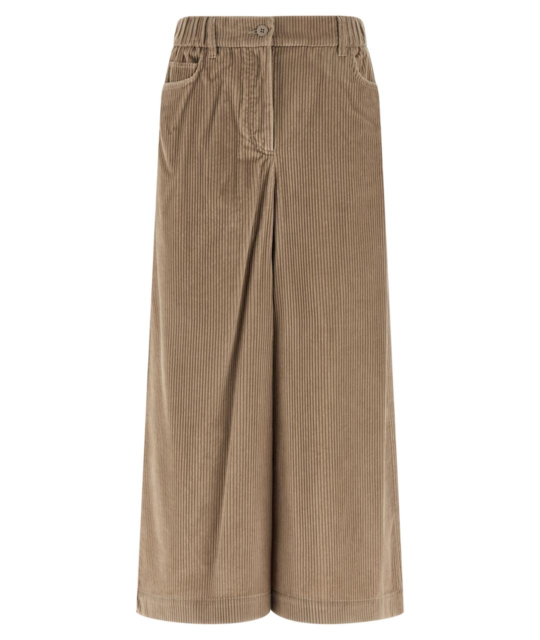 WEEKEND MAX MARA Бежевые хлопковые прямые брюки, фото 1