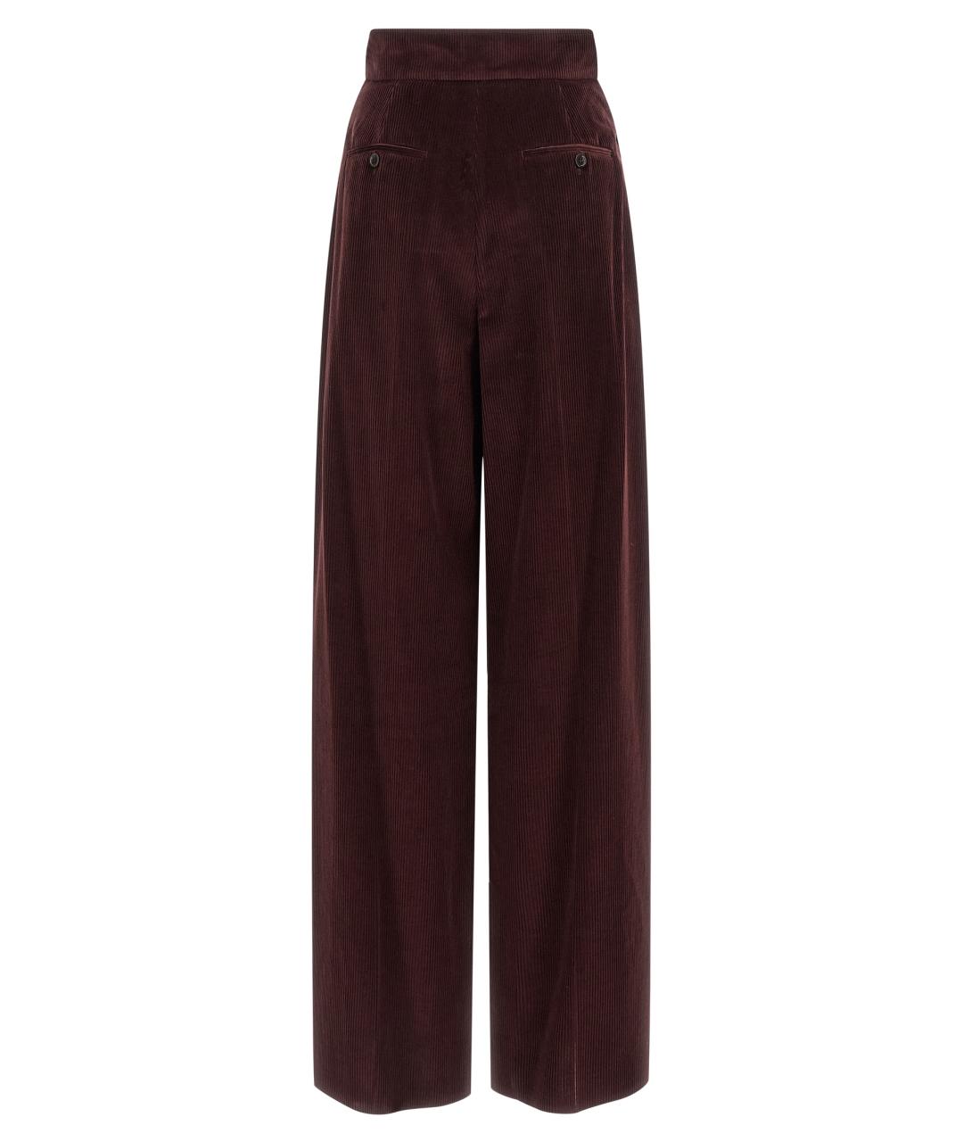 MAX MARA Бордовые хлопковые прямые брюки, фото 2