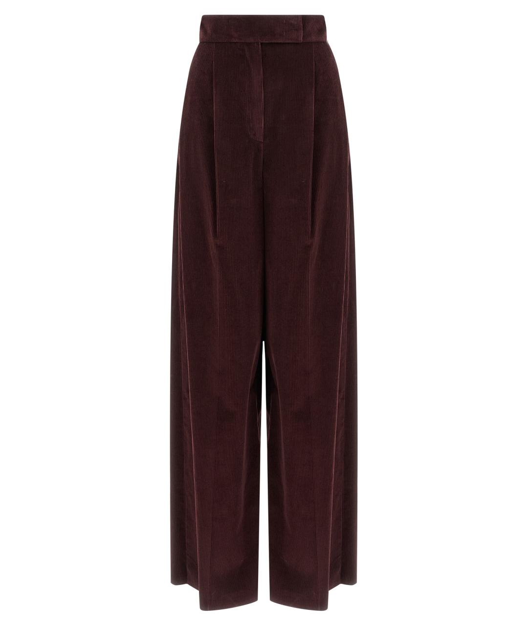 MAX MARA Бордовые хлопковые прямые брюки, фото 1