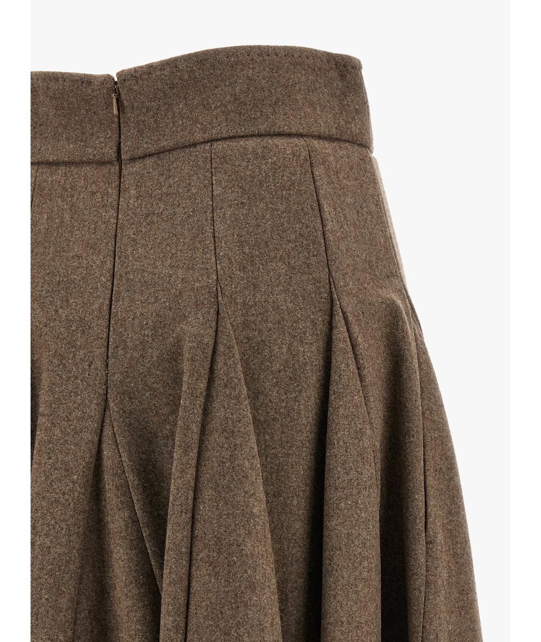 MAX MARA Коричневая шерстяная юбка макси, фото 4