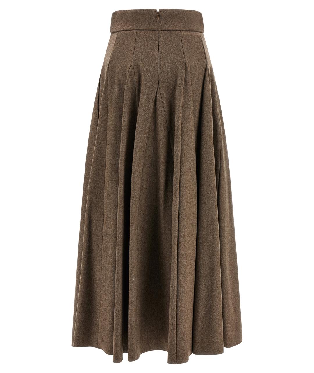 MAX MARA Коричневая шерстяная юбка макси, фото 2