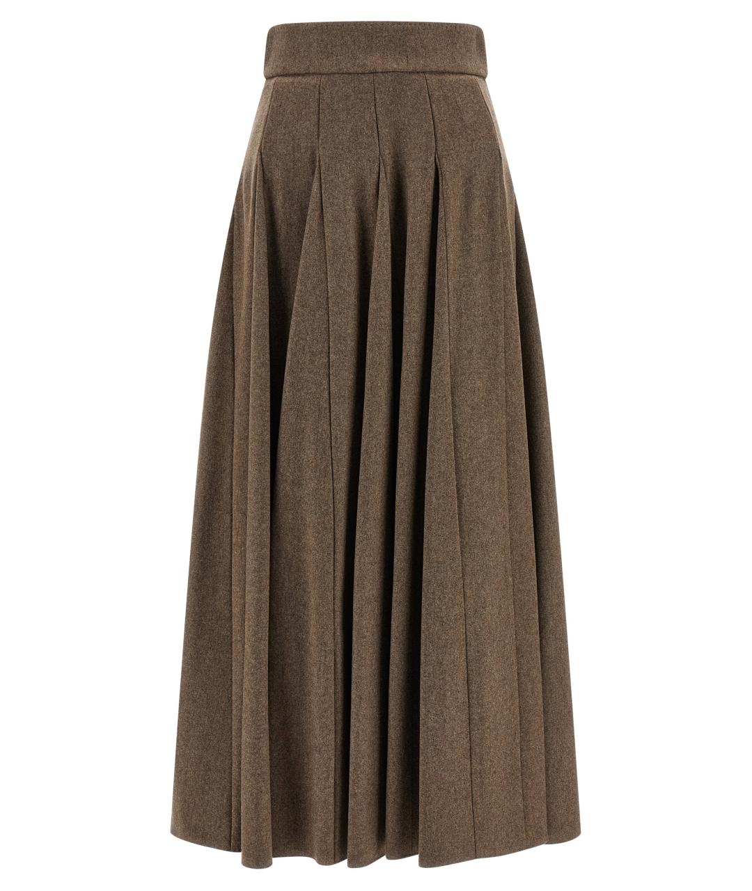 MAX MARA Коричневая шерстяная юбка макси, фото 1