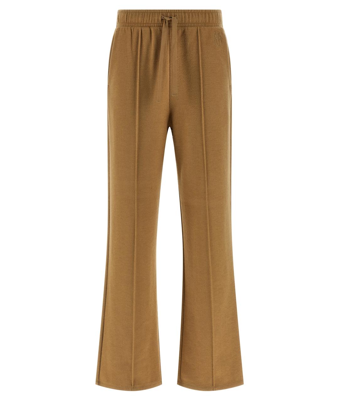 WEEKEND MAX MARA Бежевые хлопковые прямые брюки, фото 1