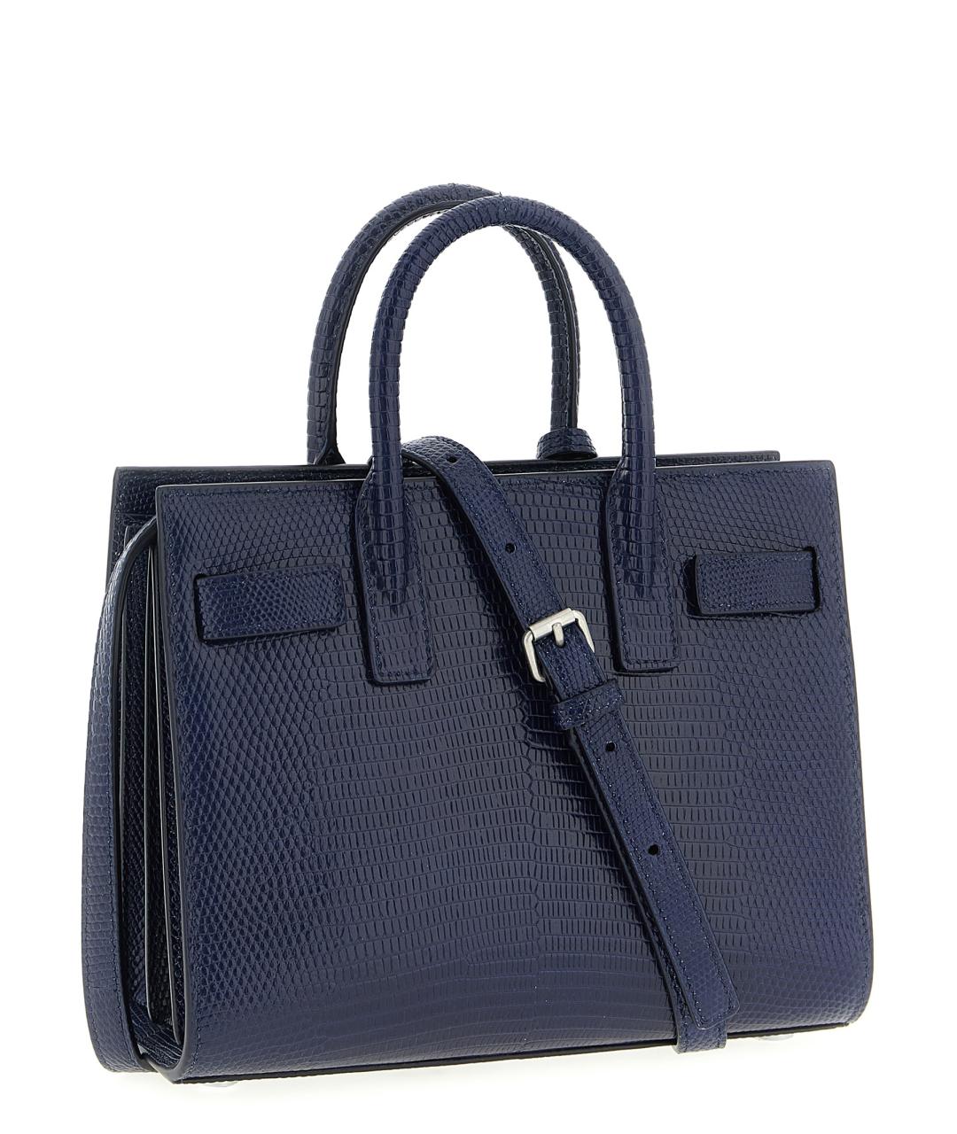 SAINT LAURENT Синяя сумка тоут из экзотической кожи, фото 2