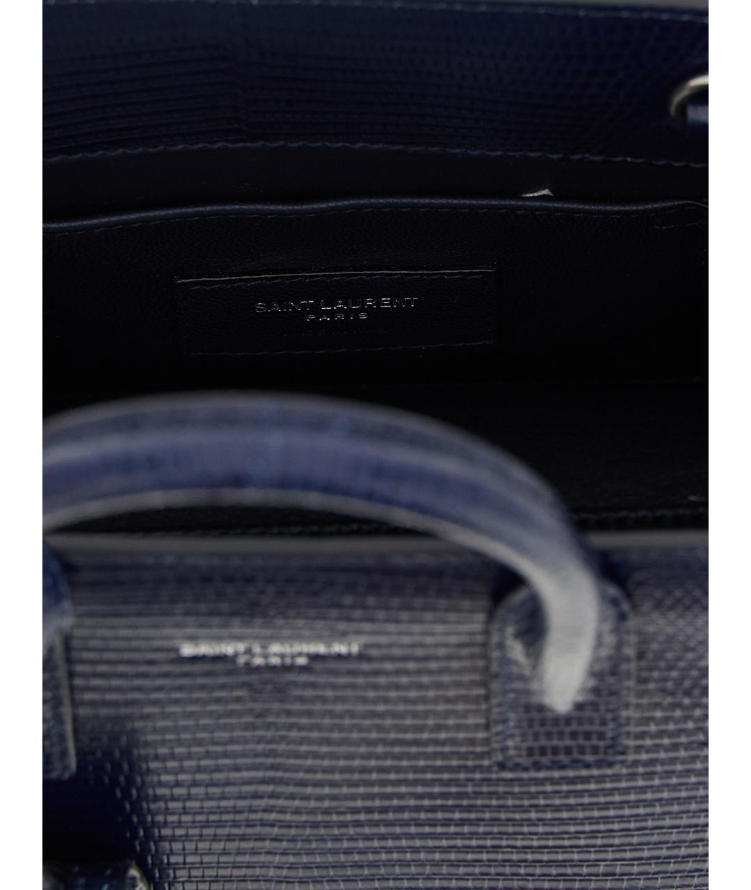 SAINT LAURENT Синяя сумка тоут из экзотической кожи, фото 4