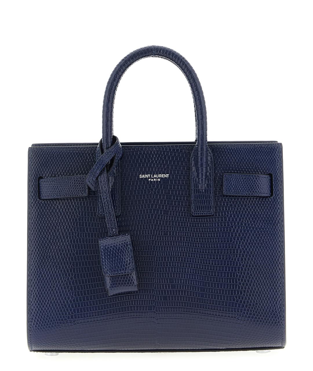 SAINT LAURENT Синяя сумка тоут из экзотической кожи, фото 1