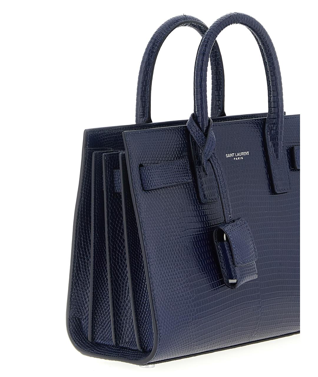 SAINT LAURENT Синяя сумка тоут из экзотической кожи, фото 3