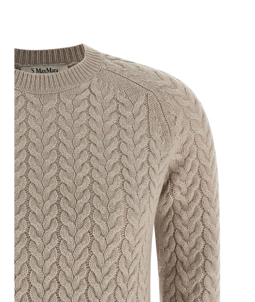 'S MAX MARA Бежевый шерстяной джемпер / свитер, фото 3