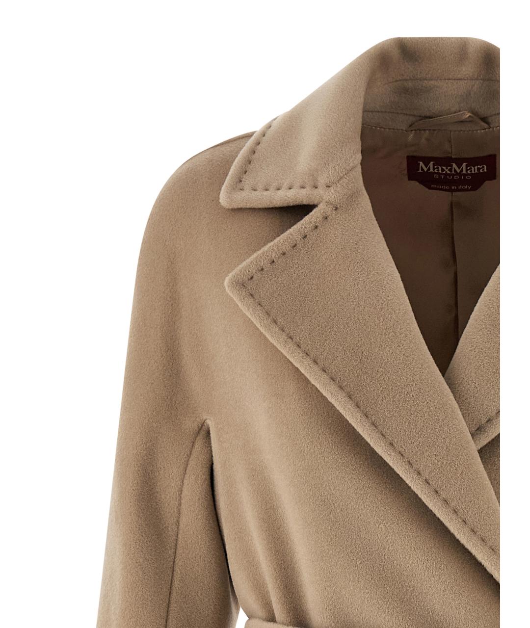 MAX MARA STUDIO Бежевое шерстяное пальто, фото 3