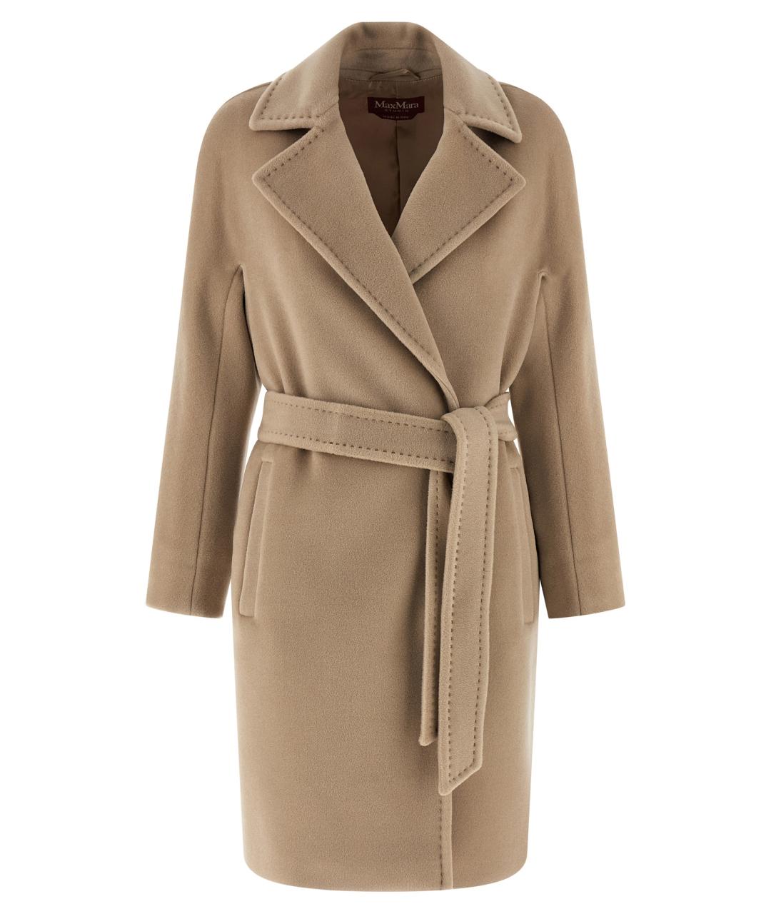 MAX MARA STUDIO Бежевое шерстяное пальто, фото 1