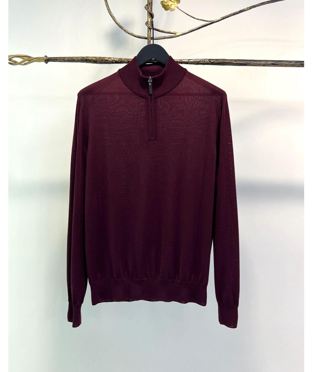 CANALI Бордовый шерстяной джемпер / свитер, фото 5