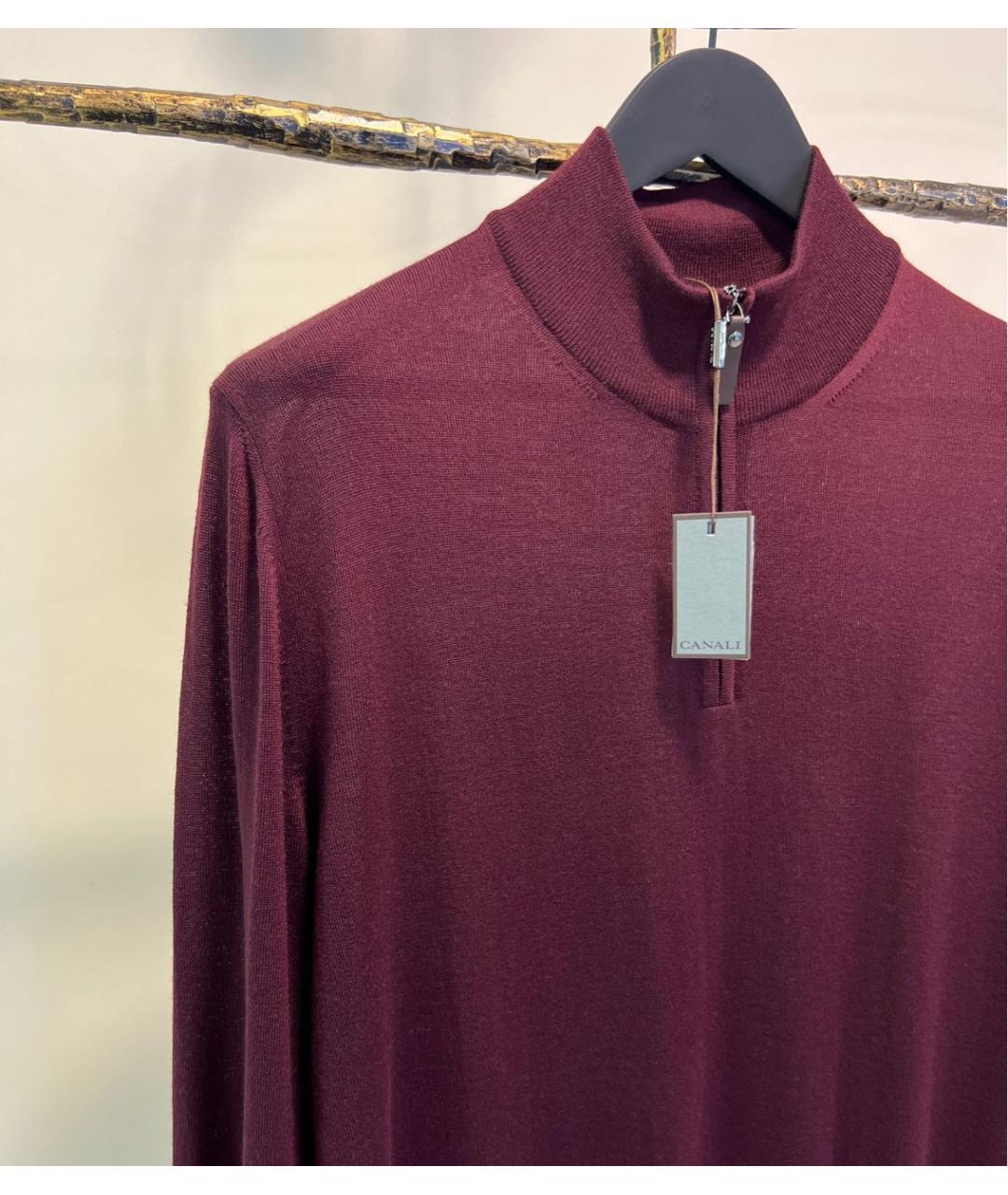 CANALI Бордовый шерстяной джемпер / свитер, фото 3
