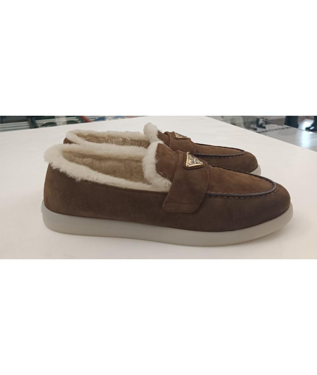 PRADA Коричневые замшевые мокасины, фото 5