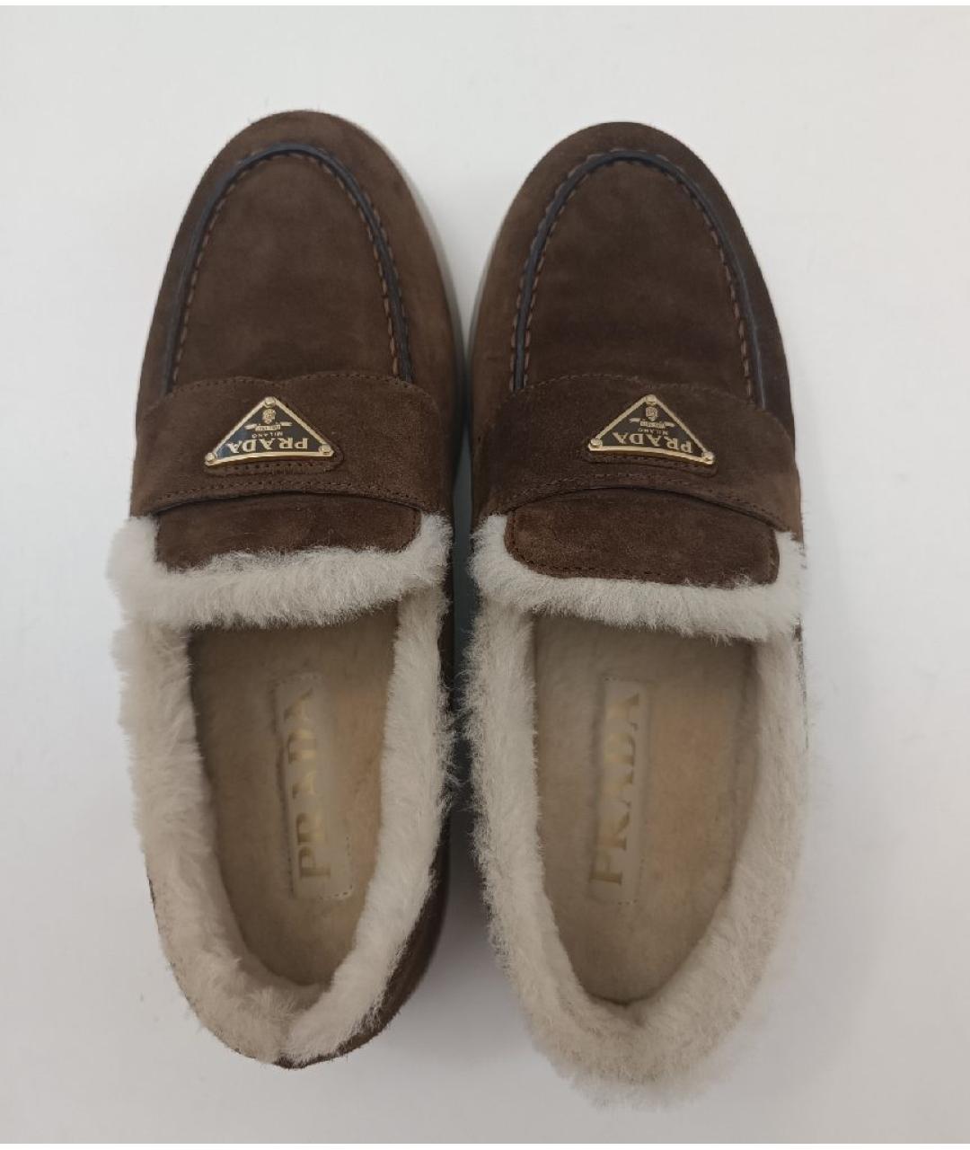 PRADA Коричневые замшевые мокасины, фото 3