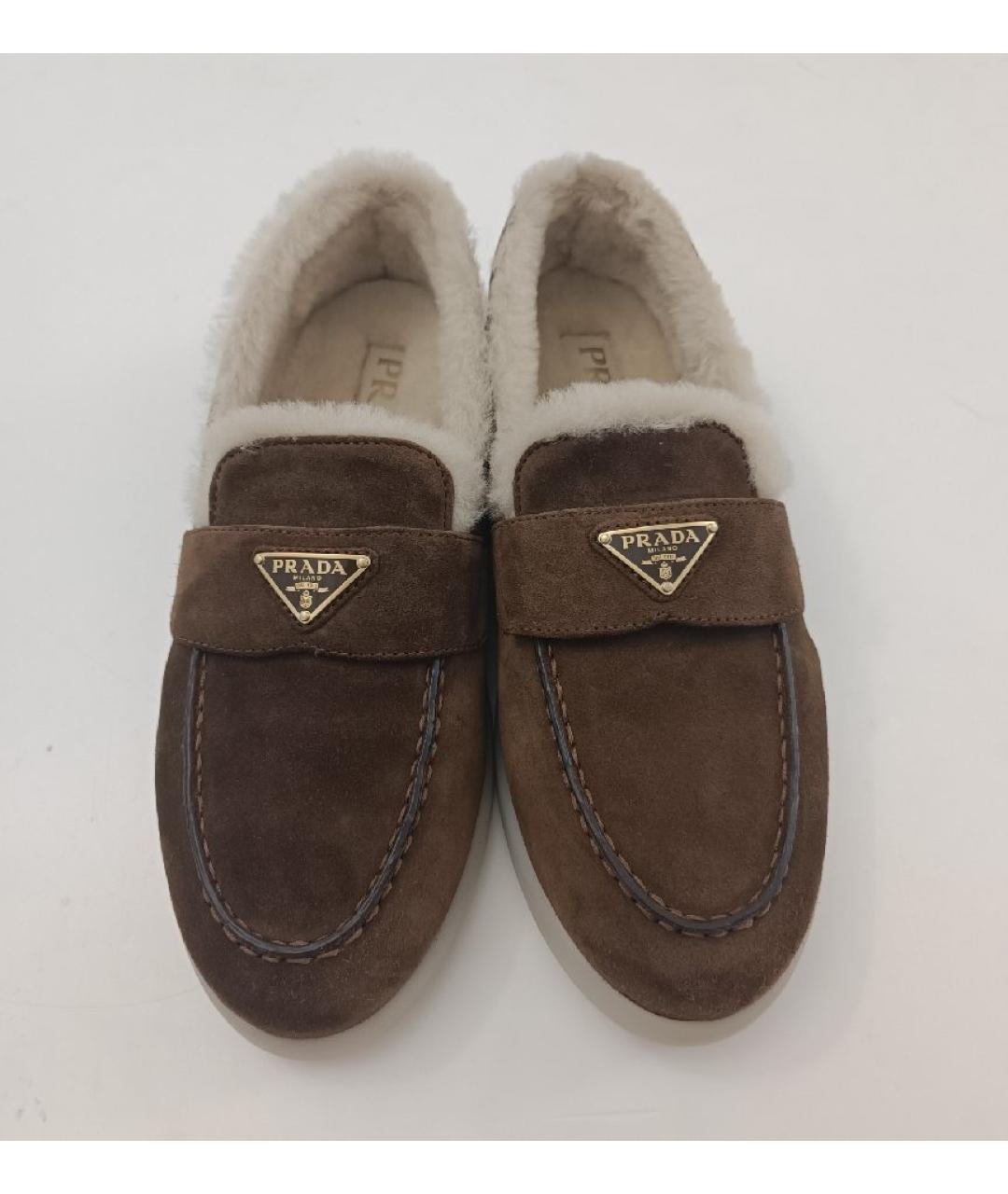 PRADA Коричневые замшевые мокасины, фото 2