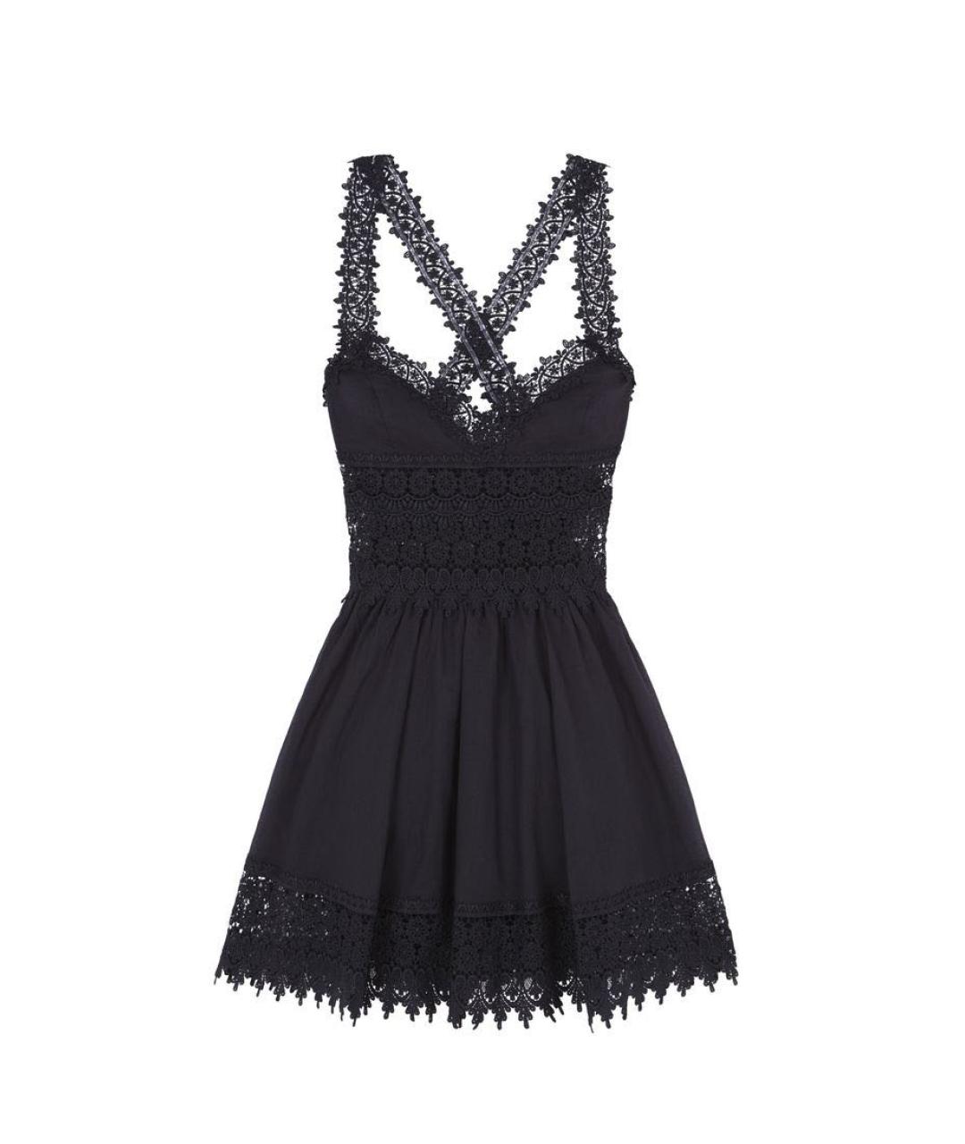 CHARO RUIZ Черное хлопковое коктейльное платье, фото 1