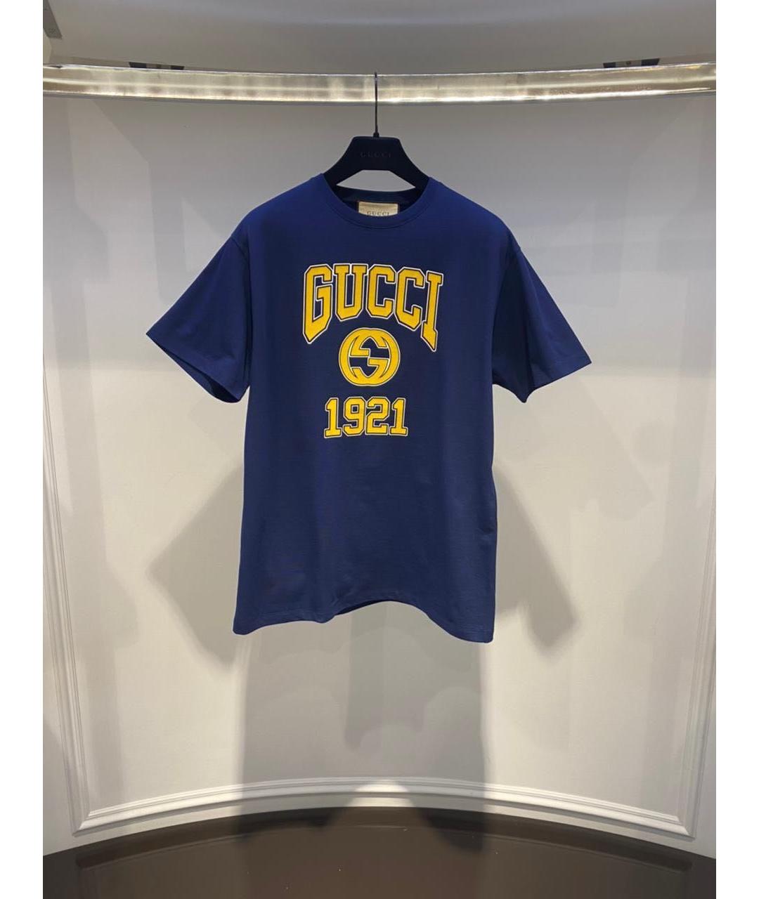 GUCCI Синяя хлопковая футболка, фото 2