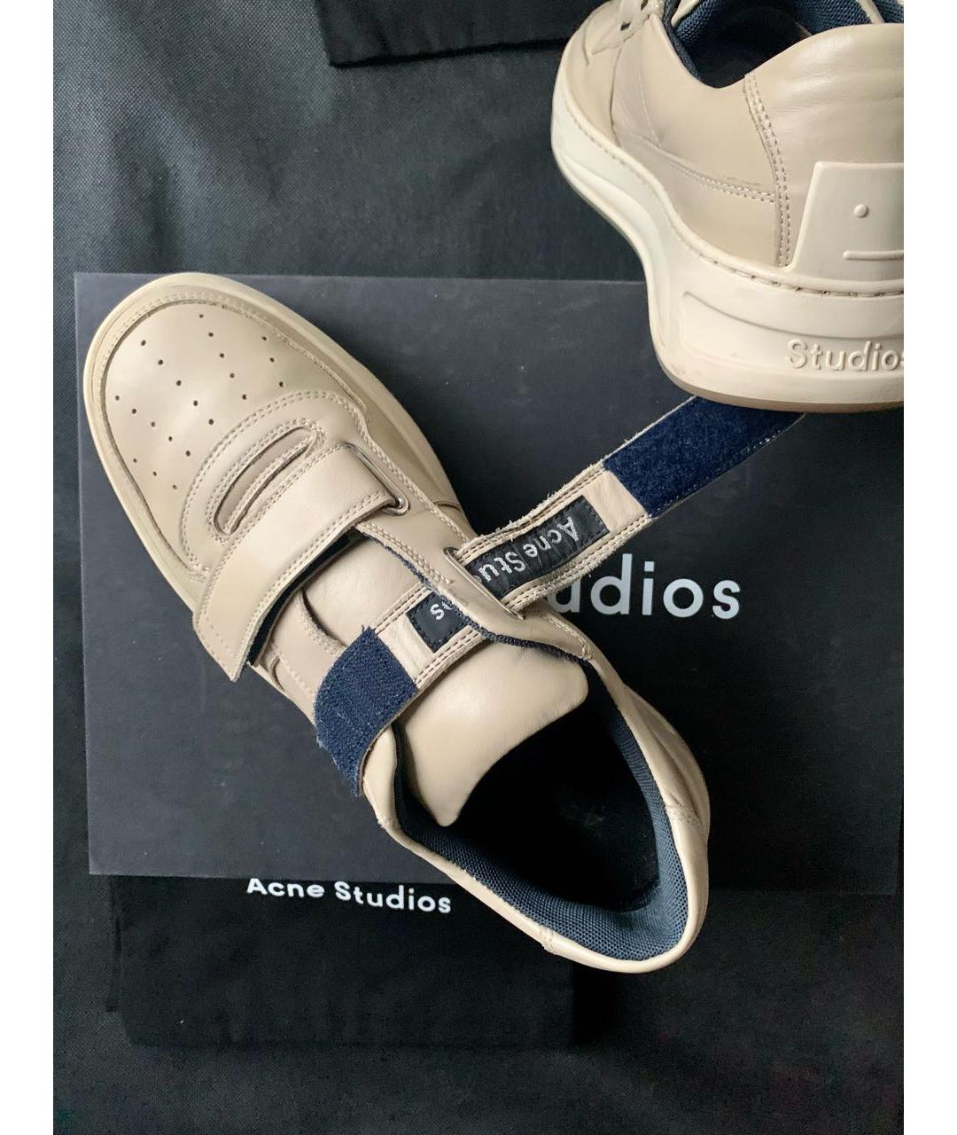 ACNE STUDIOS Бежевые кожаные кроссовки, фото 5